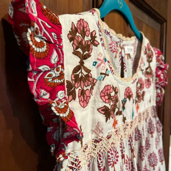 THML Floral/Tree Embroidered Frilly Top - Picture 3 of 7